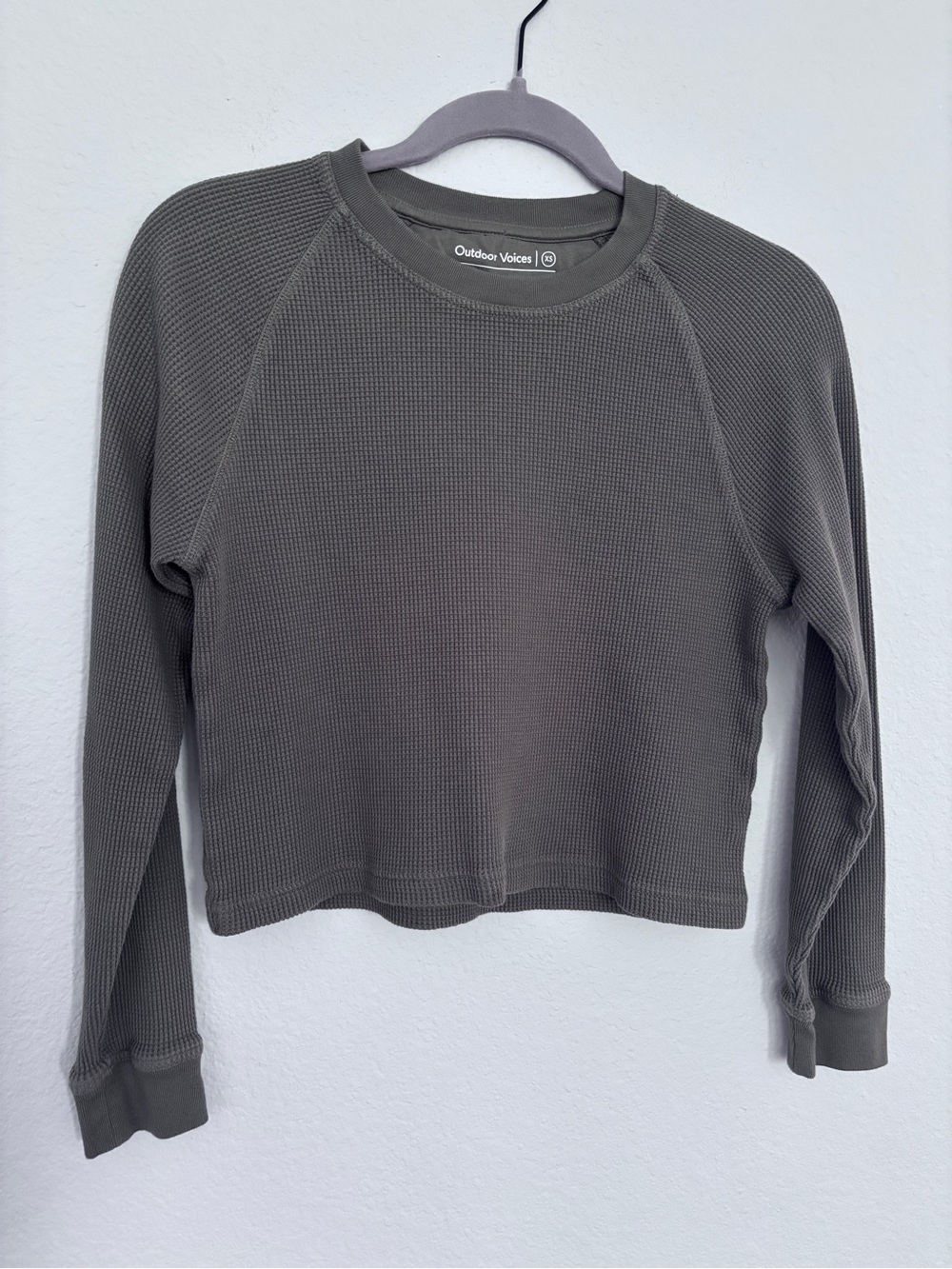 Outdoor Voices Olive Green Waffle Crewneck